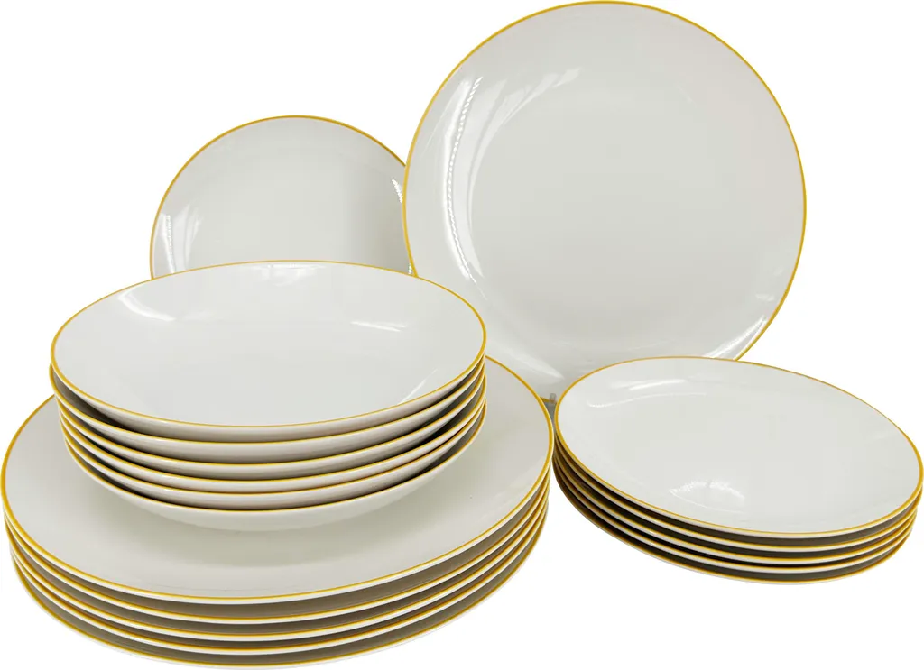 Servizio Piatti Gialli 18 Pezzi - Linea Yellow Design Contemporaneo per Tavola