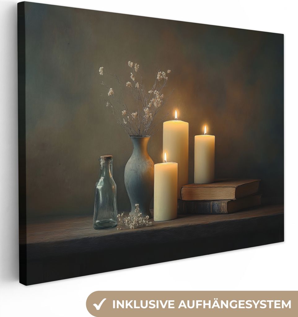 Wanddeko 40x30 cm - Stilleben - Kerzen, Leinwand Bilder Wohnzimmer
