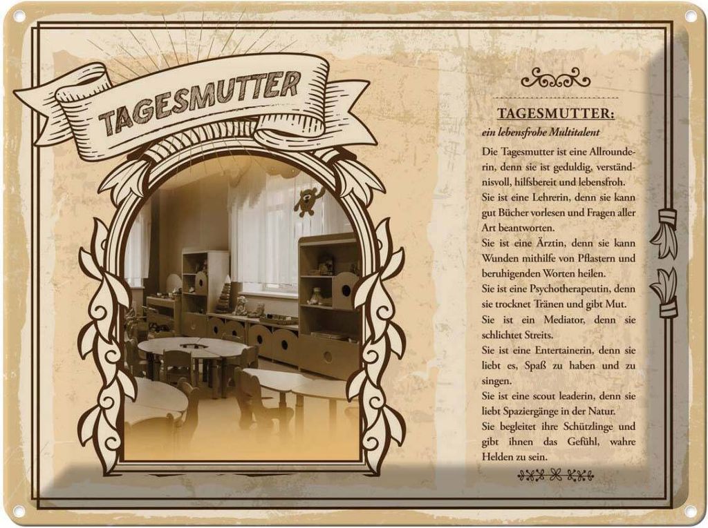vianmo Blechschild 30x40 cm Tagesmutter wahre Heldin Beruf Arbeit