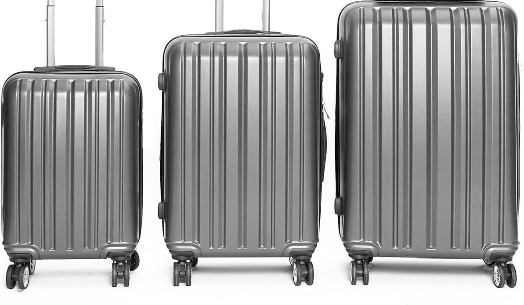 3-Teilig ABS Hartschalenkofferset Trolley Koffer Rollensystem Hartschale Reisekoffer mit 4 Doppelräder Grau
