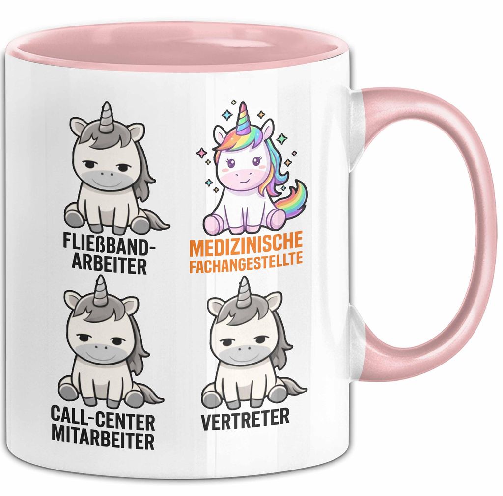 Arzt Einhorn Tasse Geschenk Lustige Geschenkidee Spruch Medizinische Fachangestellte (Rosa)