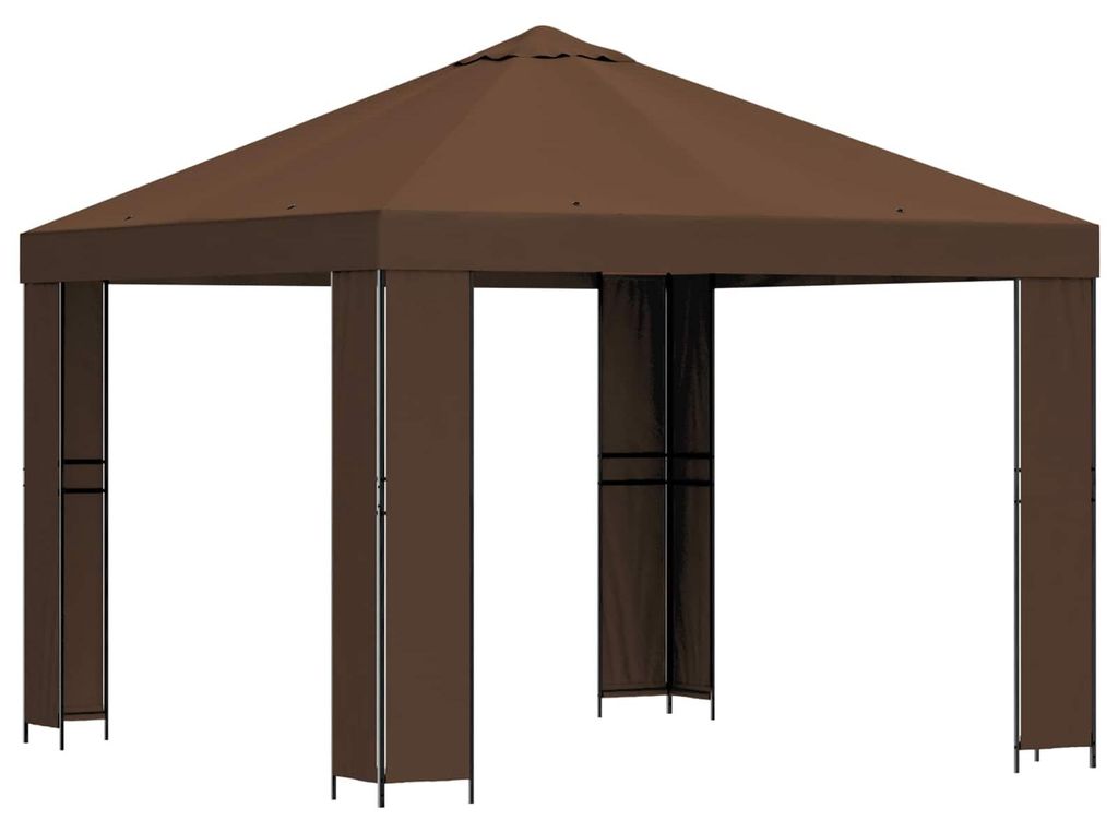 Pavillon 3 x 3 m Braun Polyester und Stahl 190 gsm