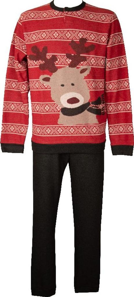 RAGNO-Winterpyjama für Herren, Öko-Fleece, Milan-Stich, Seraph-Kragen, Hemd und Hose mit Bündchen, Artikel U784N1, Taglia 54, Cotone 46%,Poliest...