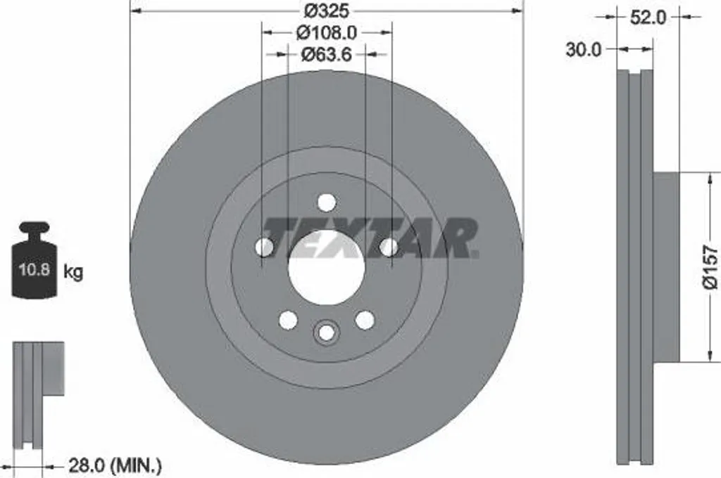 Disque de frein de rechange type origine OE 6178610 pour Jaguar E-Pace