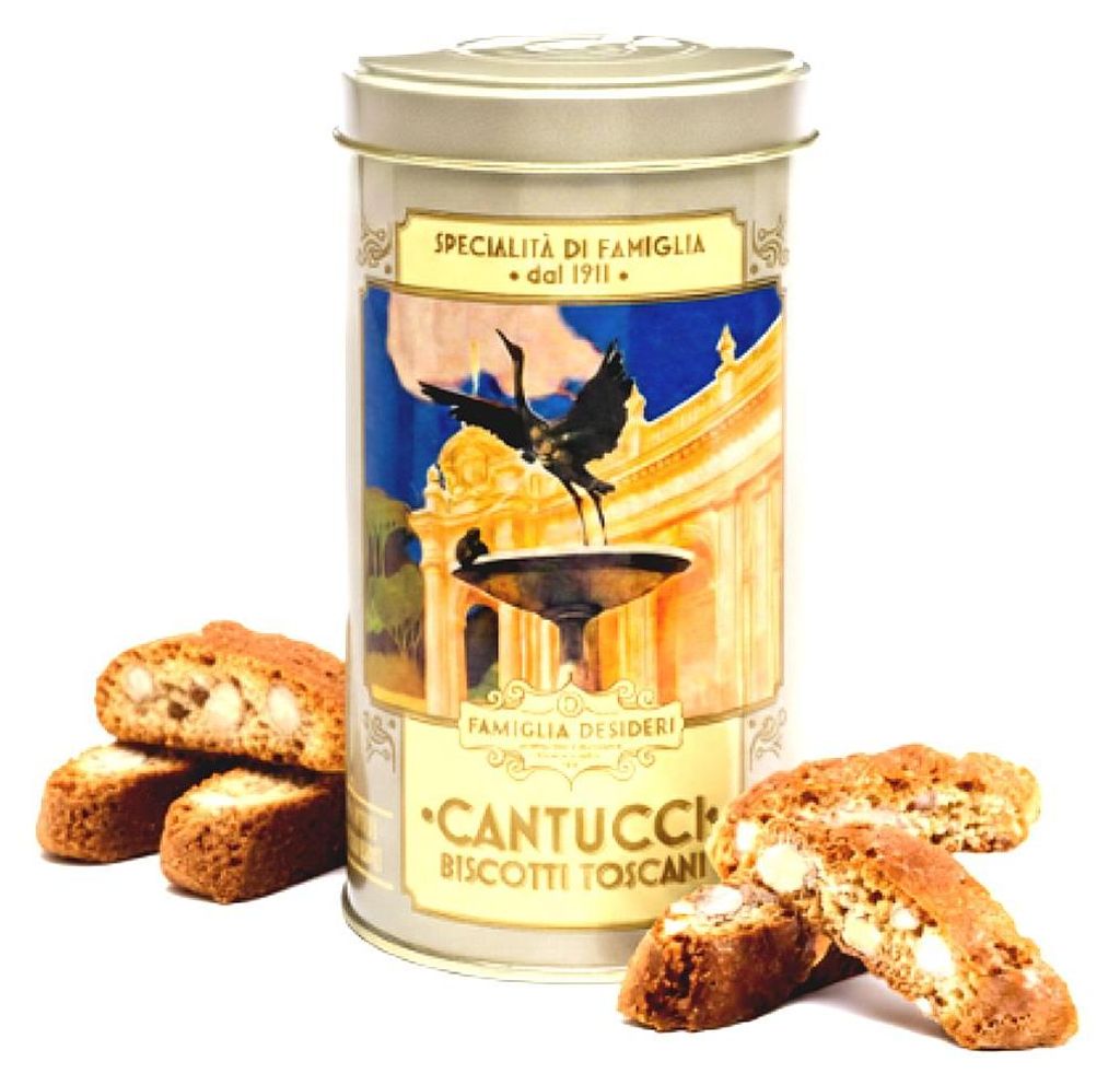 Famiglia Desideri - Cantucci di Prato mit Mandeln 30 Prozent - Vintage Sammeldose Montecatini Terme 150g