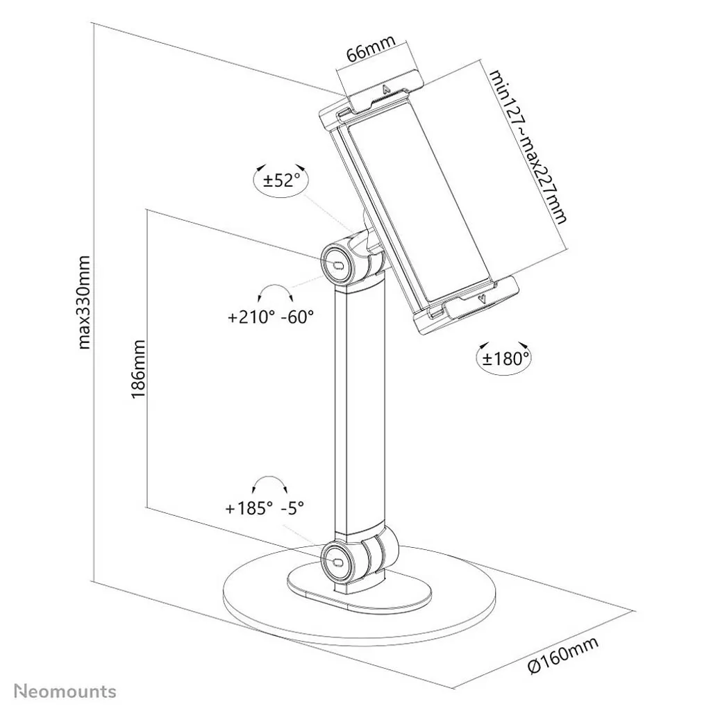Support de Table pour Tablette Tactile et Smartphone Noir Neomounts TPZ - 10