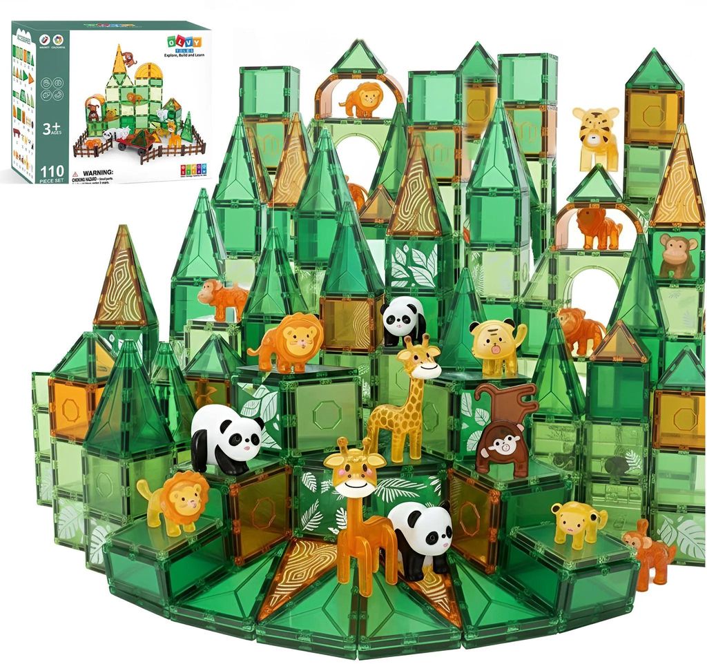 Olvy Magnetické stavební bloky 110 ks, Montessori hračky, Obrázek produktu 