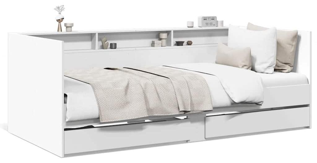 Letto da giorno con cassetti bianco 90x200 cm in materiale Immagine del prodotto 