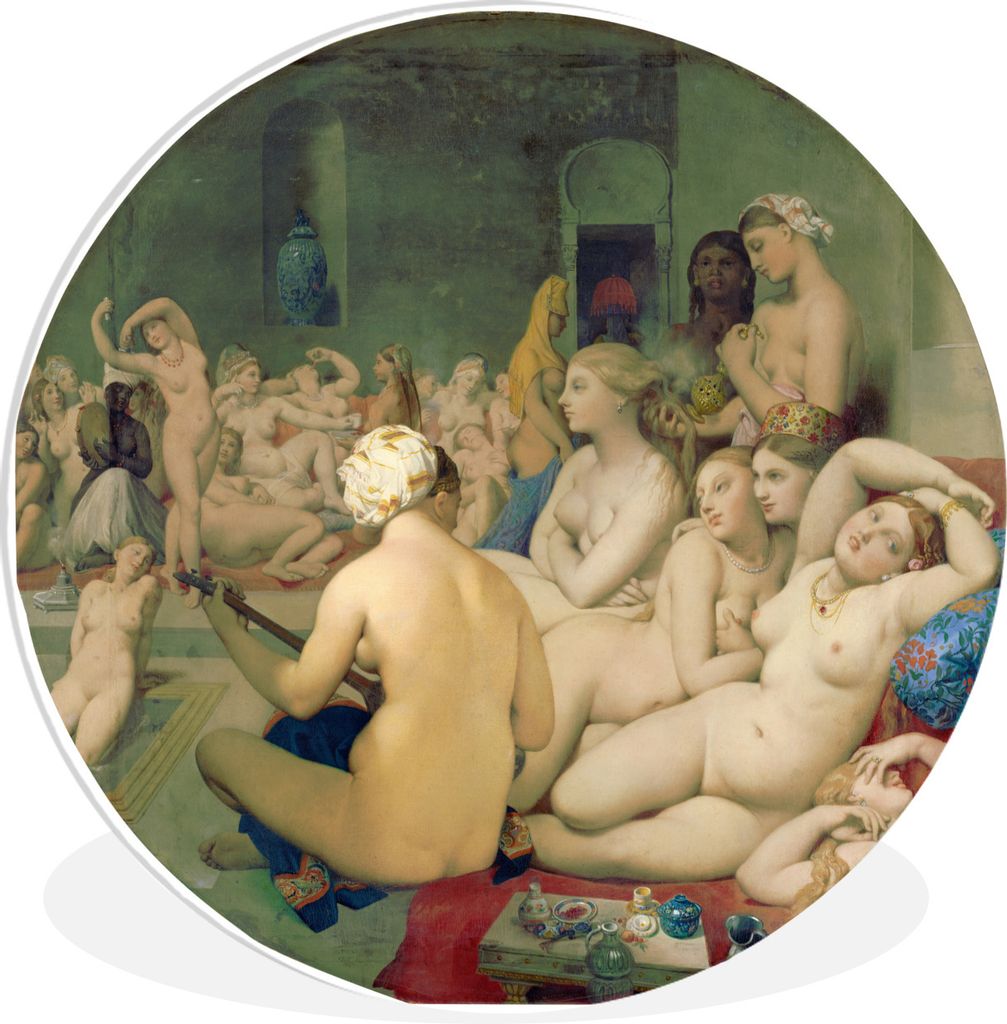 MuchoWow Rundes Wandbild - Runde Bilder Das türkische Bad - Gemälde von Jean Auguste Dominique Ingres Ø 60 cm Kreis Wanddekoration Kunststoff ...