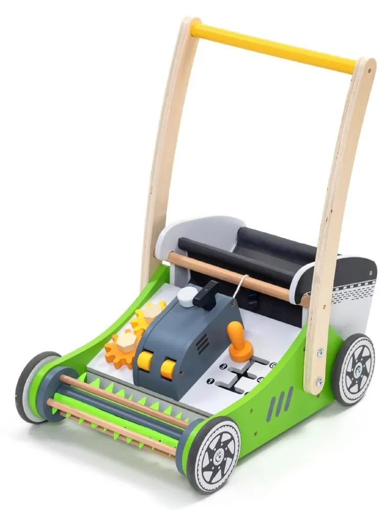 Chariot à pousser tondeuse pour bébé en bois de hêtre naturel durable