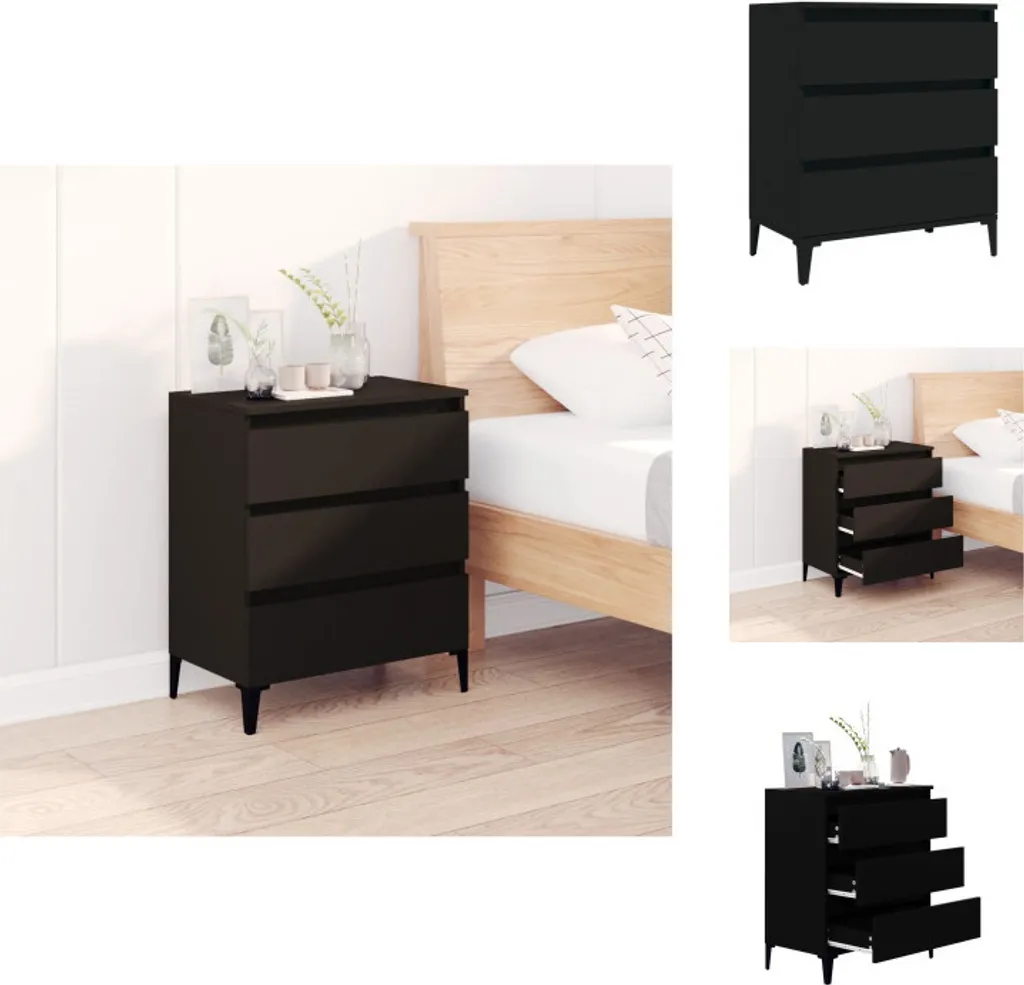 vidaXL Credenza Nera Salvaspazio 60x35x70 cm - Legno e Eucalipto