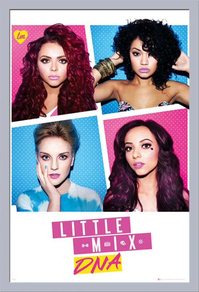 Poster encadré Little Mix DNA, cadre Shinsuke argenté et vitre acrylique