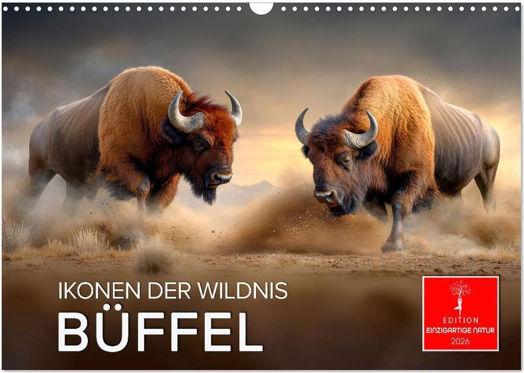 Büffel - Ikonen der Wildnis (Wandkalender 2026 DIN A3 quer), CALVENDO Monatskalender
