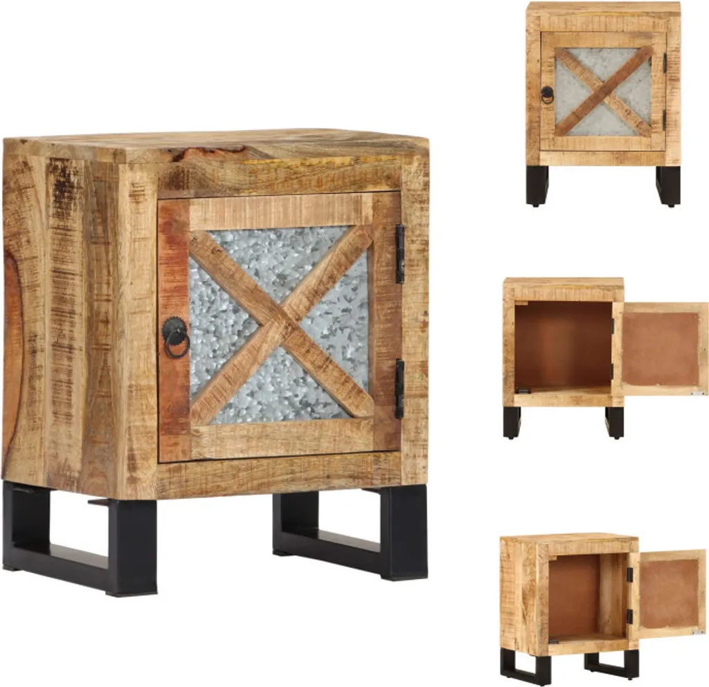 Comodino Industriale vidaXL 40x30x50 cm in Legno di Mango Massiccio