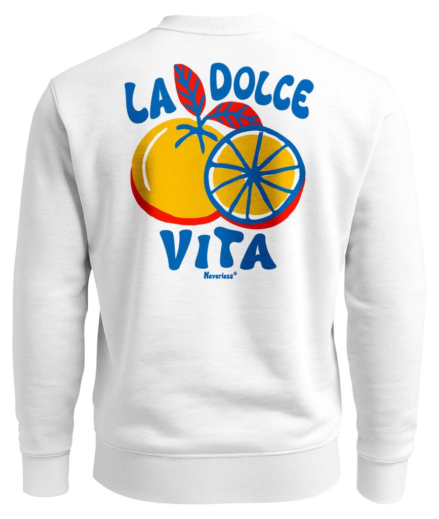Sweatshirt Herren Pullover mit Backprint La Dolce Vita Statement Pullover mit Zitrus Print Summer Vibes Fashion Streetwear Neverless
