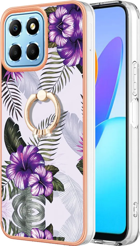 Custodia Honor X8 5G Viola Fantasia: Silicone TPU e Ring Stand Style
