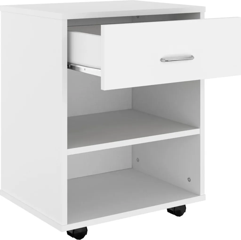 Desserte de bureau blanche 46x36x59 cm rangement d'appoint bois composite - 6