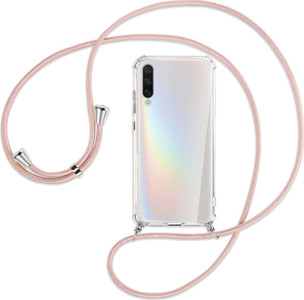 Handykette Backcover-Schutzhülle mit Band (Metall silberfarben) für Xiaomi Mi A3 / Mi CC9e - roségold