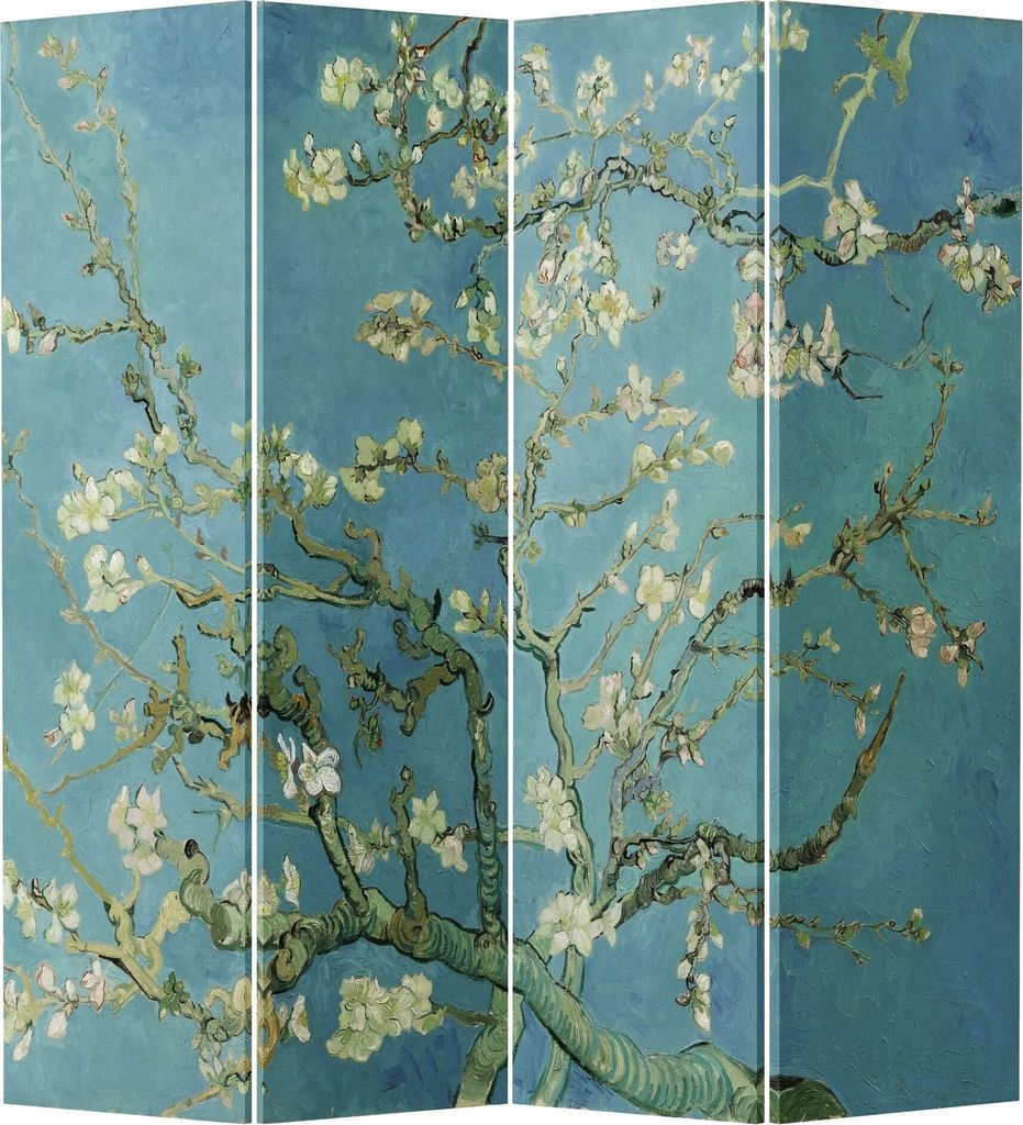 Fine Asianliving Paravent Raumteiler Spanische Wand Trennwand Room Divider Raumtrenner L160xH180cm Bedruckte Canvas Sichtschutz Leinwand Doppelseit...