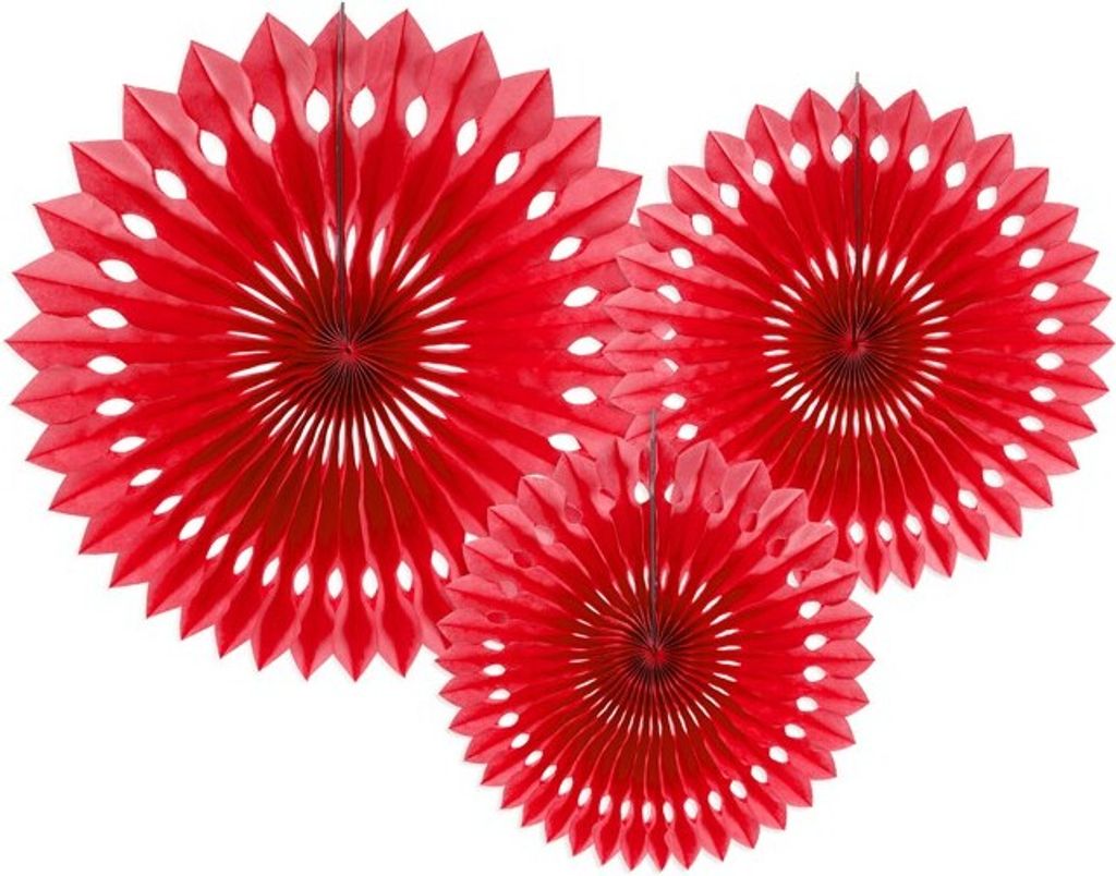 Deko-Rosetten, rot, 20-30cm (1 Packung / 3 Stk.)