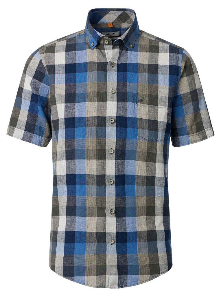 Redmond - Casual Fit - Herren Freizeithemd Kurzarm (261145999), Größe:S, Farbe:Grün(600)