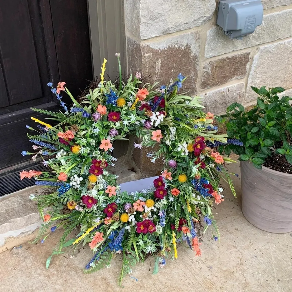 INF Couronne florale 35cm en polyester et polyuréthane multicolore - 5