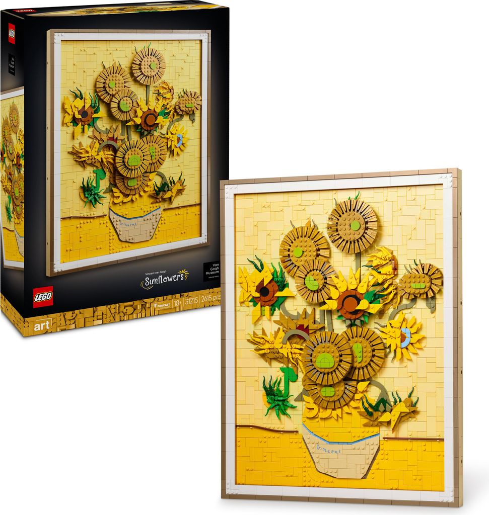 LEGO Art Vincent van Gogh – Sonnenblumen - 3D-Blumengemälde mit beweglichen Blüten - Deko fürs Wohnzimmer oder Büro - Bausatz für Erwachsene...