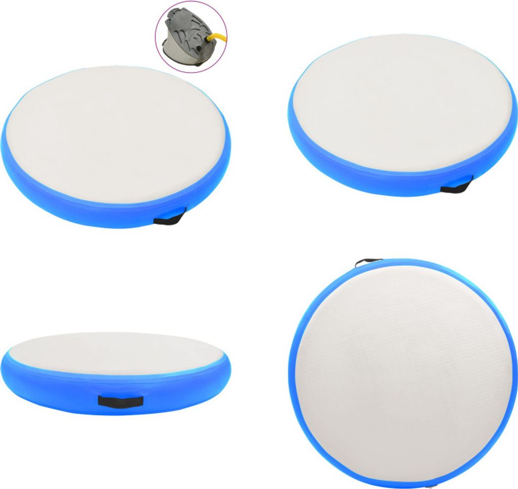 vidaXL Aufblasbare Gymnastikmatte mit Pumpe 100x100x20 cm PVC Blau - Gymnastikkissen - Gymnastik Kissen - Balancekissen - Balance Kissen
