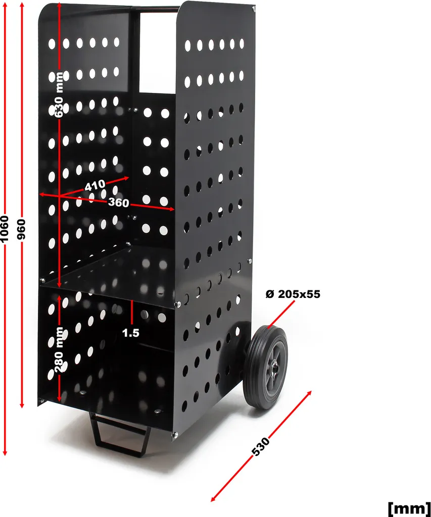 Chariot de bois XL robuste avec roues en caoutchouc pour stockage facile