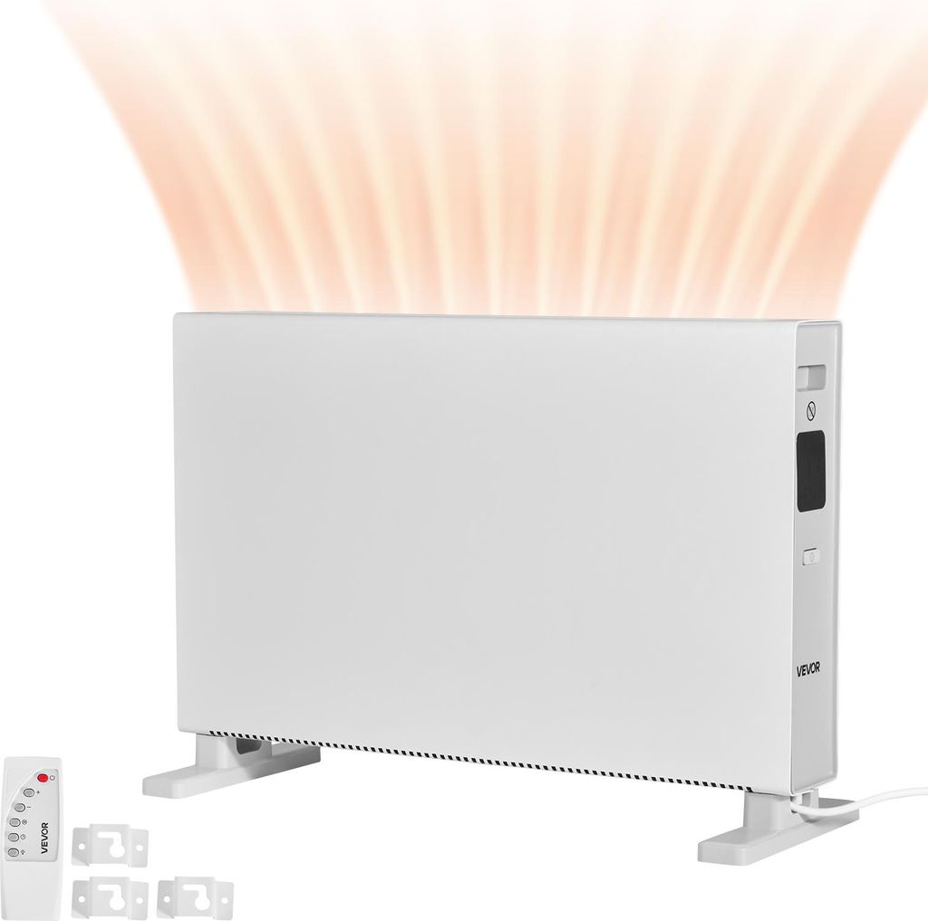 VEVOR Konvektor Heizkörper, 2000 W elektrisches Konvektionsheizgerät mit Fernbedienung & Touch-Steuerung, 3 Modi, 24-Stunden-Timer, mit Kipp- & ...