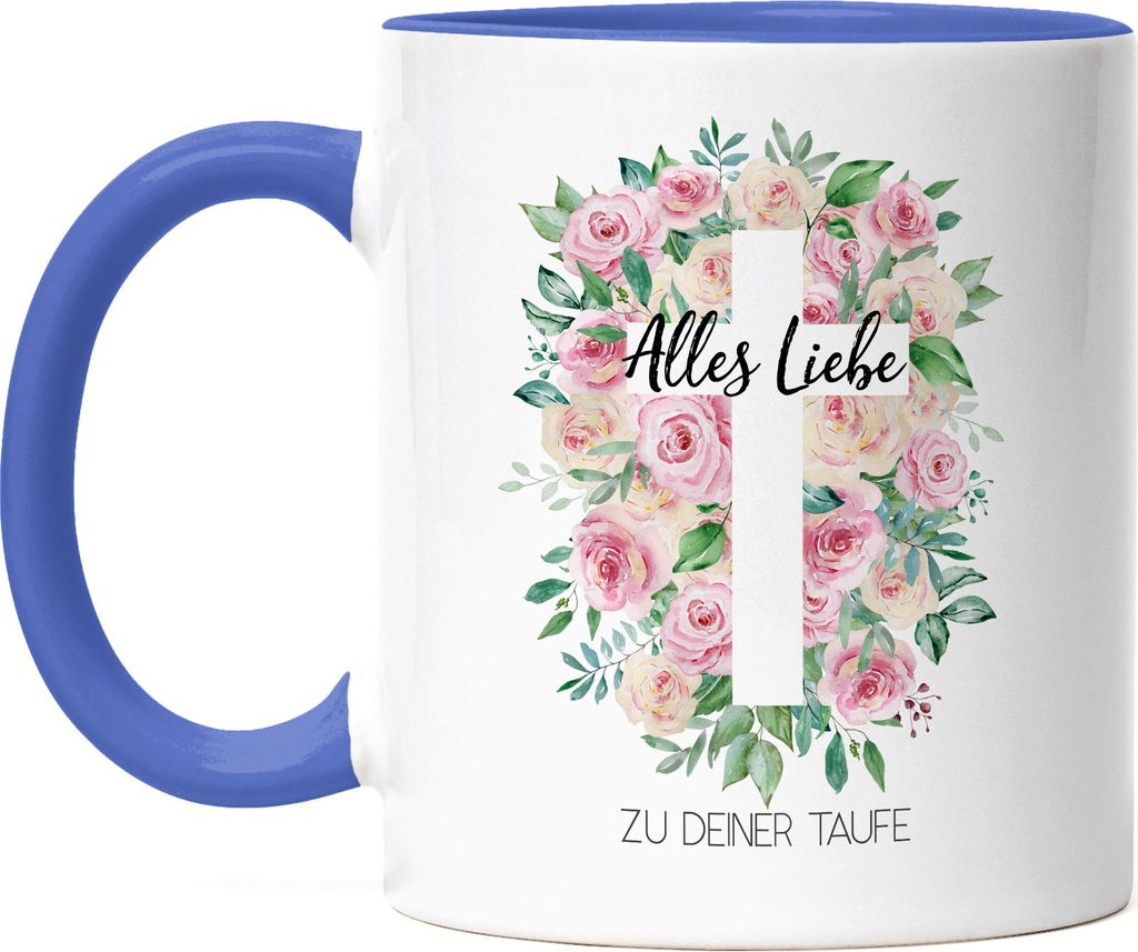 Alles Liebe zu deiner Taufe Tasse Blau Taufgeschenk Mädchen Patenkind Kirche