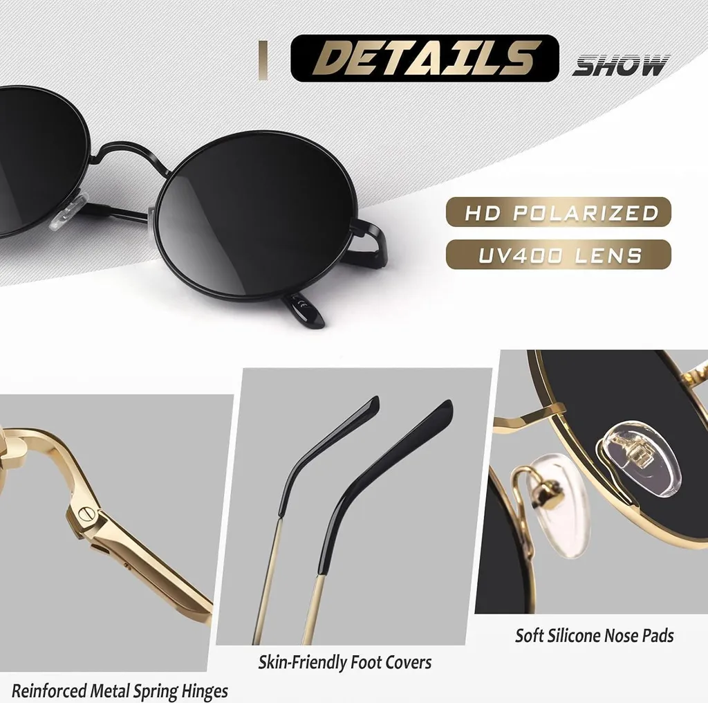 Occhiali Da Sole SOJOS Polarizzati UV400 - Modello Rotondo Retrò Unisex