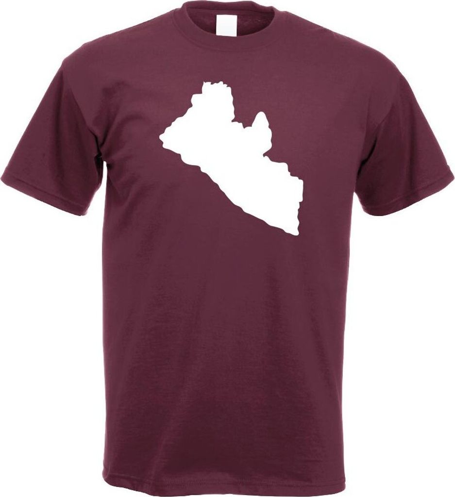 Kiwistar - T-Shirt - Burgund - Liberia Umriss Kontur Herren Funshirt Bedruckt Design Sprüche Spruch Motive - mit Motiv Bedruckt - Funshirt Design ...