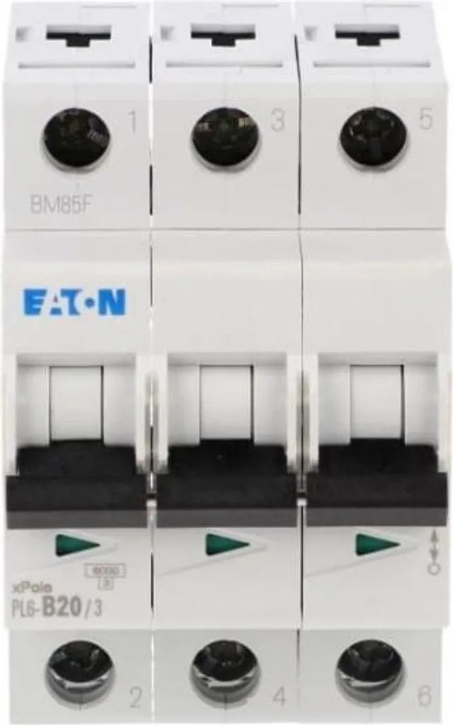 Disjoncteur 3P B 20A 6kA AC PL6-B20/3 286590 Eaton Moeller pour Tableau