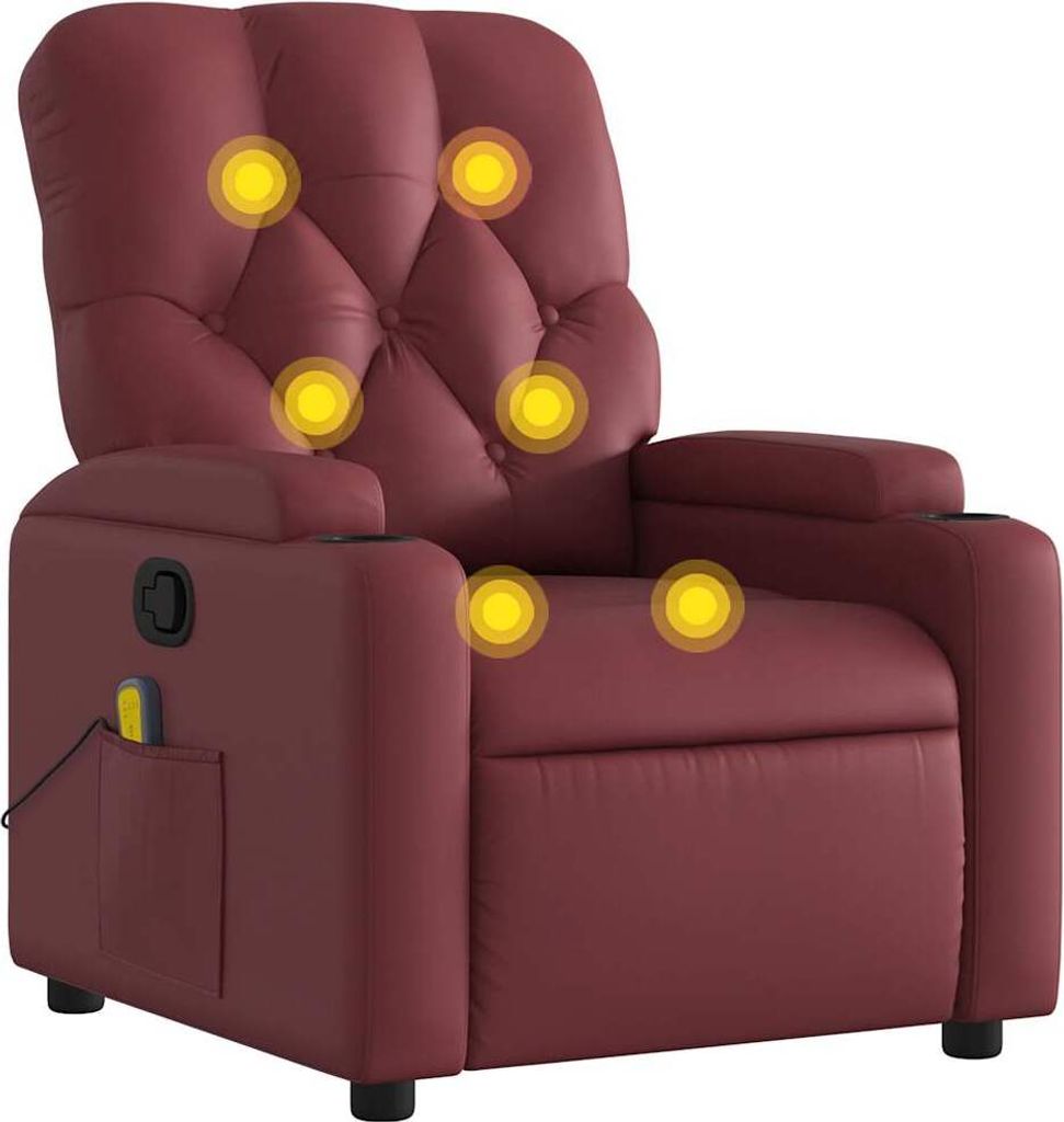 vidaXL Massagesessel Weinrot Kunstleder