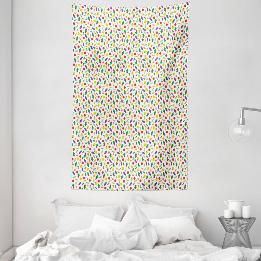ABAKUHAUS Gemüse Wandteppich und Tagesdecke, Zucchini Landwirtschaft aus Weiches Mikrofaser Stoff Waschbar ohne Verblassen Digitaldruck, 140 x 230...