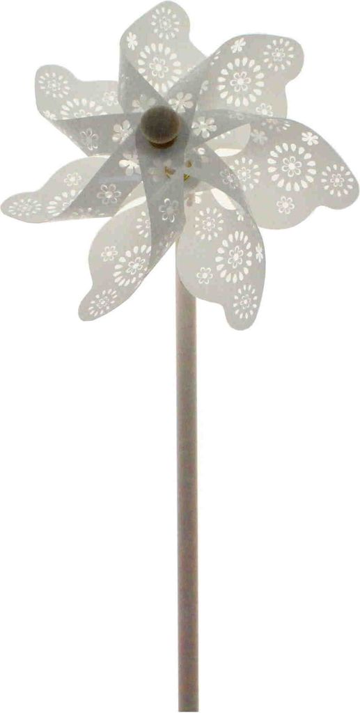 3 Windräder Stecker weiß caØ22cm Lca55cm Holz Kunststoff Windmühle Stab Sommer