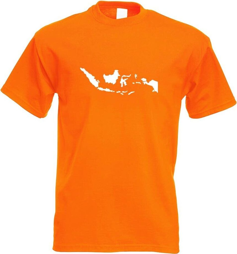 Kiwistar - T-Shirt - orange - Indonesien Umriss Kontur Herren Funshirt Bedruckt Design Sprüche Spruch Motive - mit Motiv Bedruckt - Funshirt Desig...