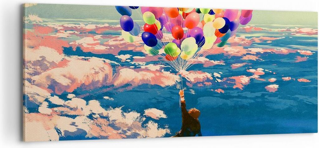 Bild auf Leinwand - Leinwandbild - Abstraktion Ballon - 100x40cm - Wand Bild - Wanddeko - Leinwanddruck - Bilder - Kunstdruck - Wanddekoration - Le...