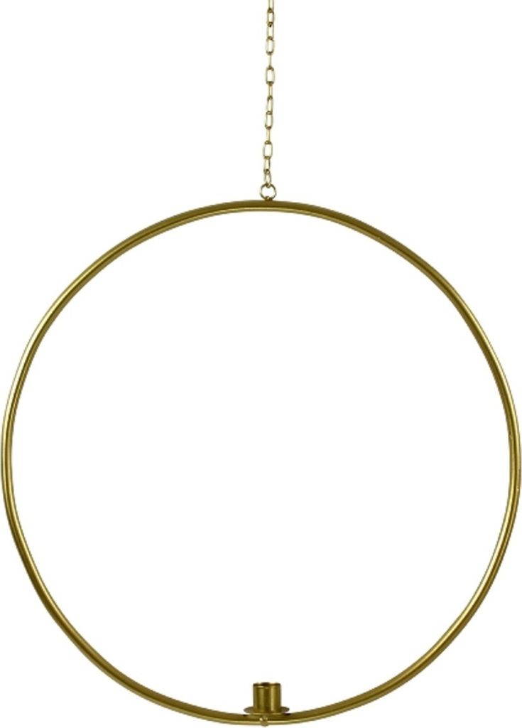 Eleganter, goldener Metallring zum hängen mit integriertem Kerzenhalter Ø36 cm