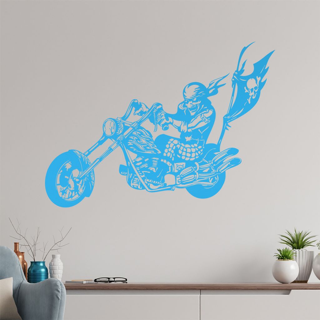 Biker Flag Wandtattoo in 6 Größen - Wandaufkleber Wall Sticker - Dekoration, Küche, Wohnzimmer, Schlafzimmer, Badezimmer