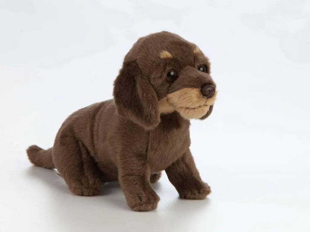 Chien en Peluche Teckel 16cm - Doudou Chiot Réaliste et Moelleux Doux