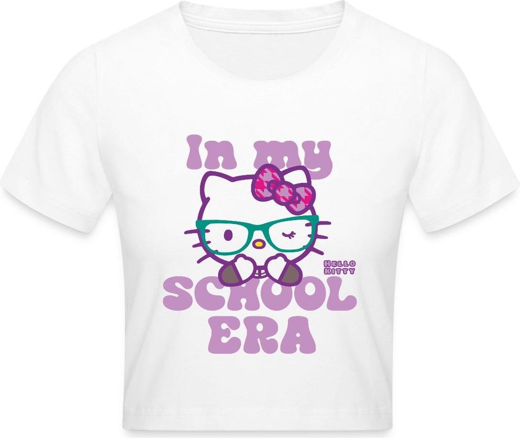 Spreadshirt Hello Kitty Schulkind In My School Era Crop Top, L, Weiß