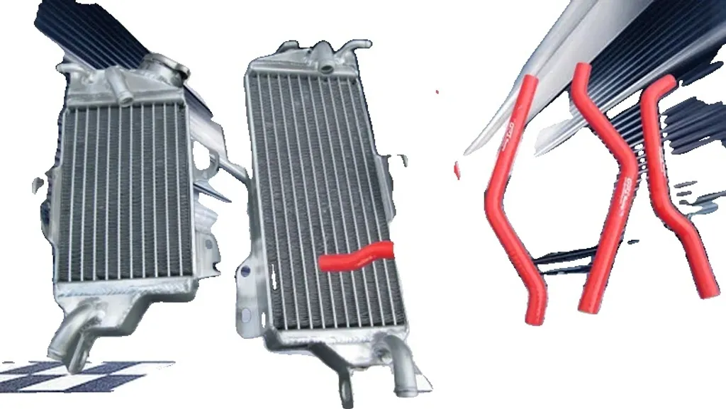Kawasaki KX125 Kit Radiateur Aluminium et Durites Silicone Rouge Racing