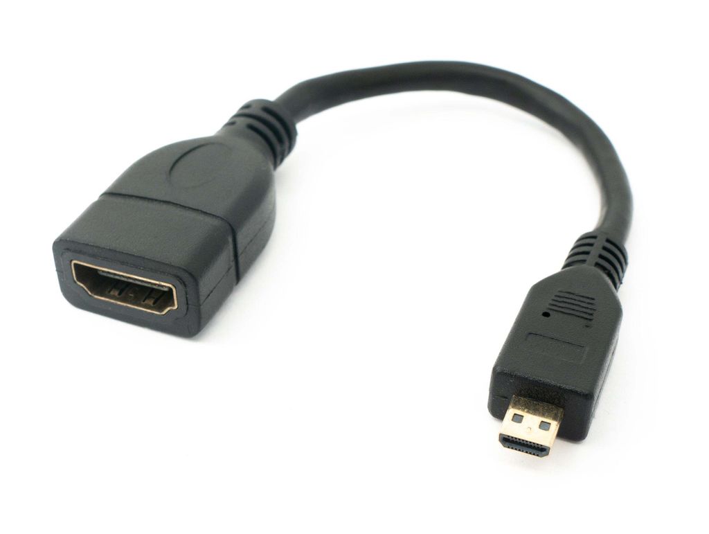 SYSTEM-S HDMI 1.4 Kabel 20 cm Buchse zu Micro Stecker Adapter in Schwarz
