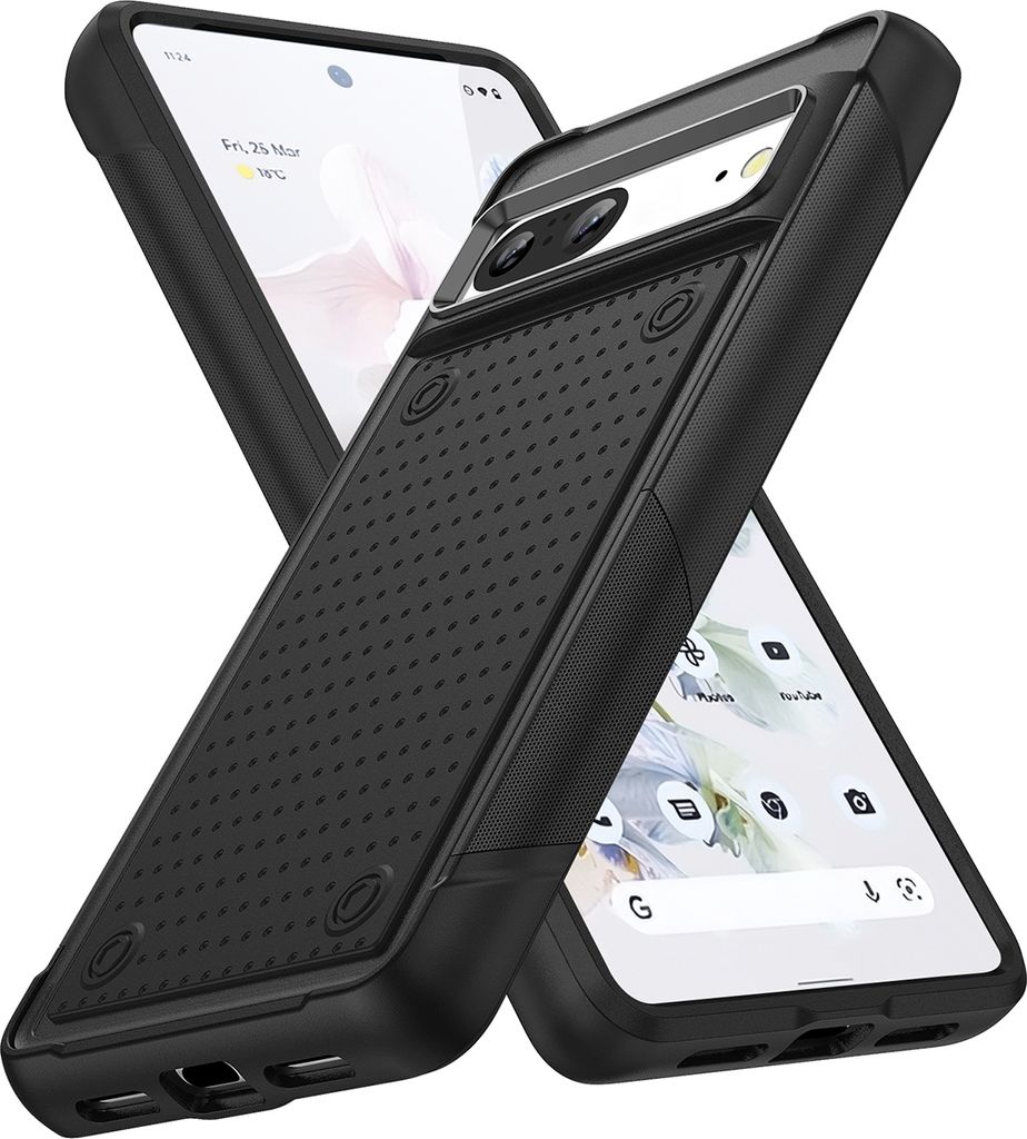 Für Google Pixel 7 Hülle Militärqualität Stoßfest Hybrid 2 in 1 Hart PC Weich TPU Handyhülle Schwarz