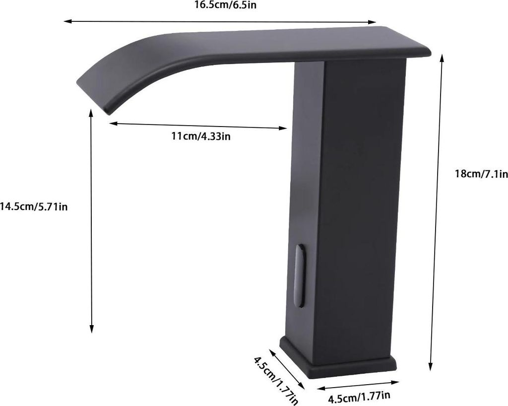 Berührungsloser Sensor-Wasserhahn - Waschtischarmatur - Infrarot-Sensor - Wasserfall-Auslauf - Heiß/Kalt - 3 Schläuche 50/50/60 cm - Schwarz