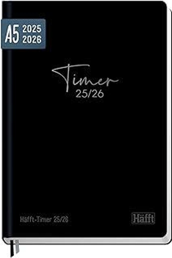Häfft-Timer 2025/2026 A5 (Aug 25 - Sep 26) Hardcover Schülerkalender Black Edition Schulplaner, Schülerplaner, Studienplaner, Semesterplaner - n...