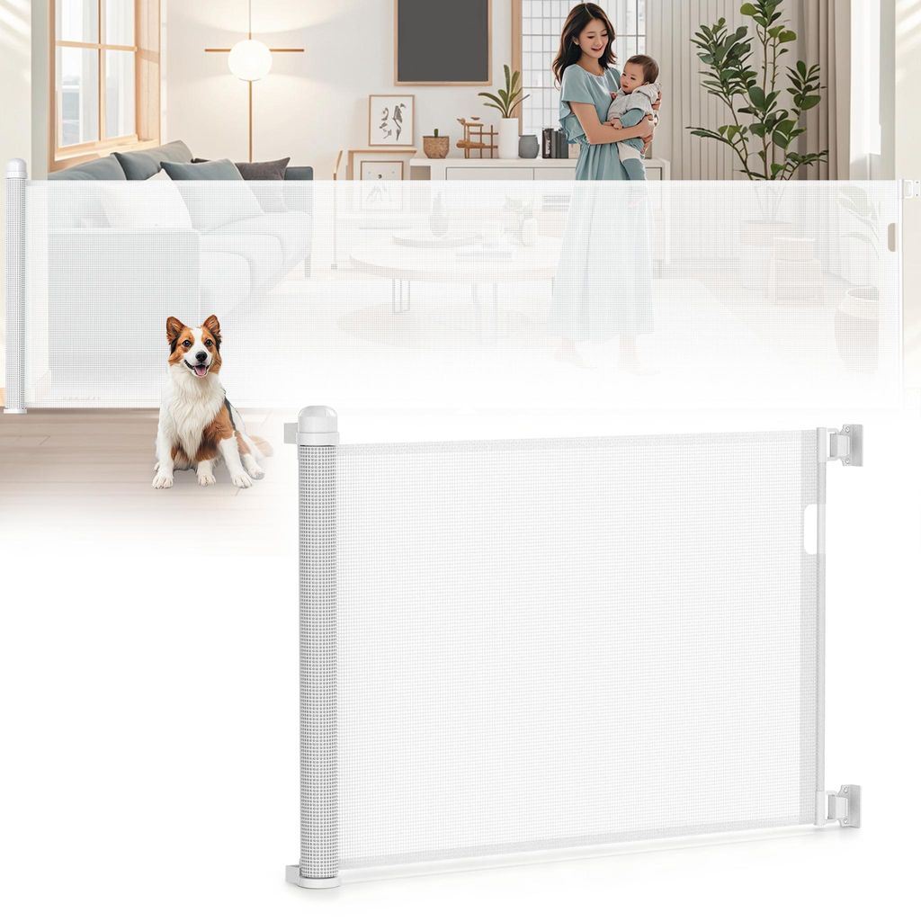 XINZI Inklapbaar trapgitter tot 150 cm, wit. PVC Productafbeelding 