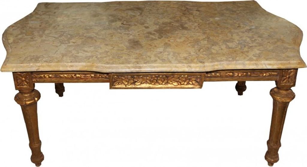 Casa Padrino Barock Couchtisch Gold mit cremefarbener Produktbild 